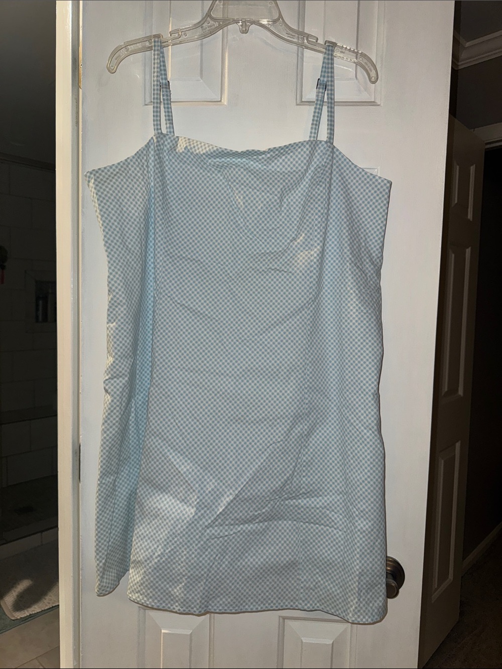Abercrombie Light Blue Gingham Mini Dress (shorts underneath)